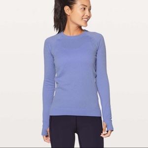 lululemon rest less LS hydrangea blue sz 6